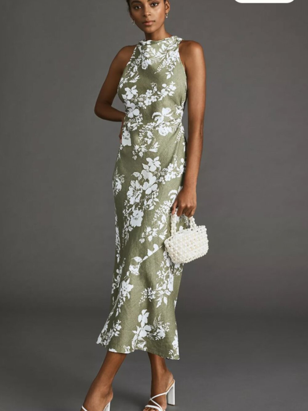 Reformation Casette Linen Dress green